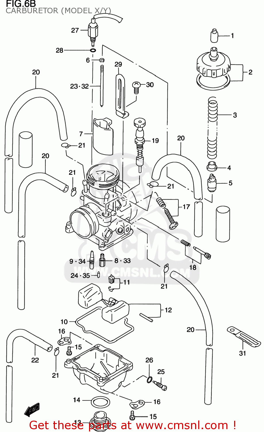 CARBURETOR (MODEL X/Y) RM125 1997 (V) USA (E03)