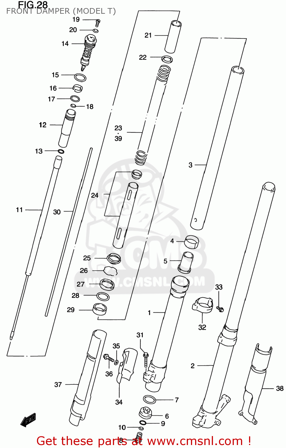 FRONT DAMPER (MODEL T) RM125 1997 (V) USA (E03)
