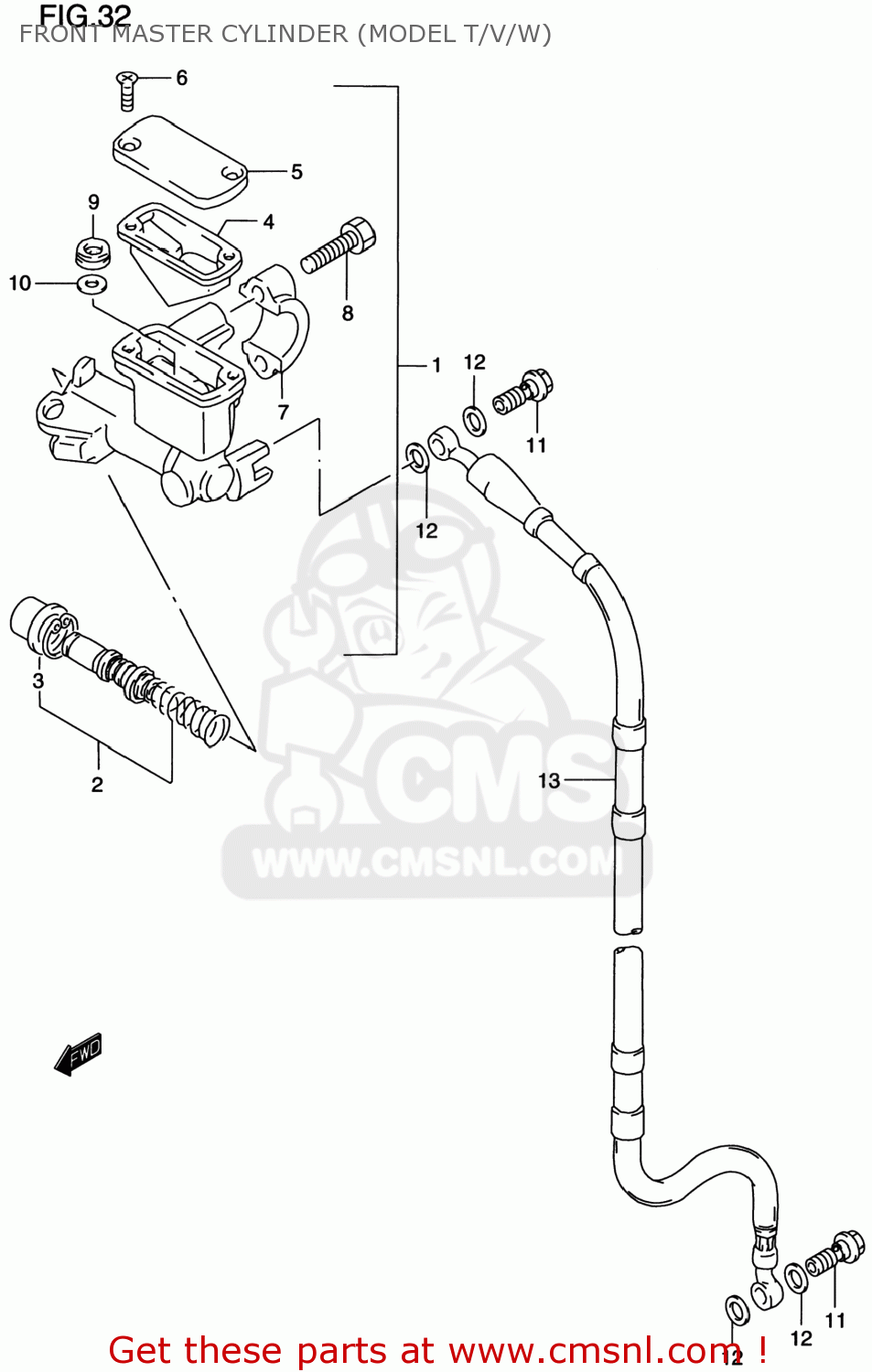 FRONT MASTER CYLINDER (MODEL T/V/W) RM125 1997 (V) USA (E03)