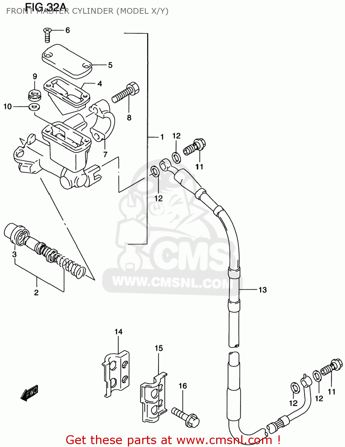 FRONT MASTER CYLINDER (MODEL X/Y) RM125 1997 (V) USA (E03)