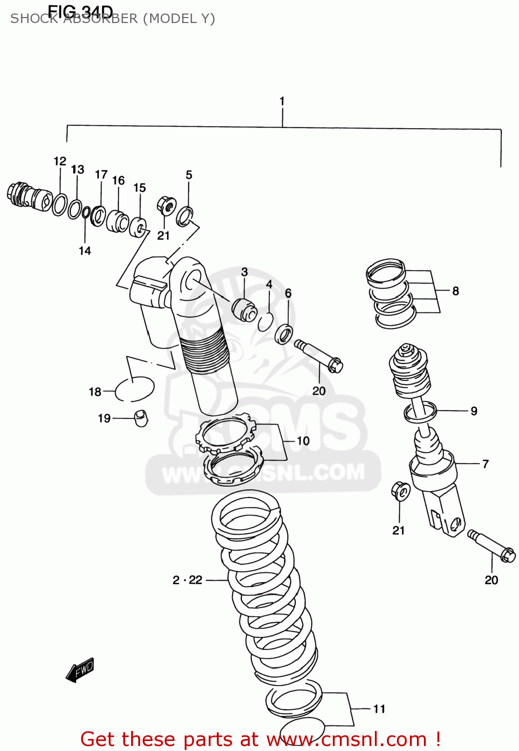 SHOCK ABSORBER (MODEL Y) RM125 1997 (V) USA (E03)
