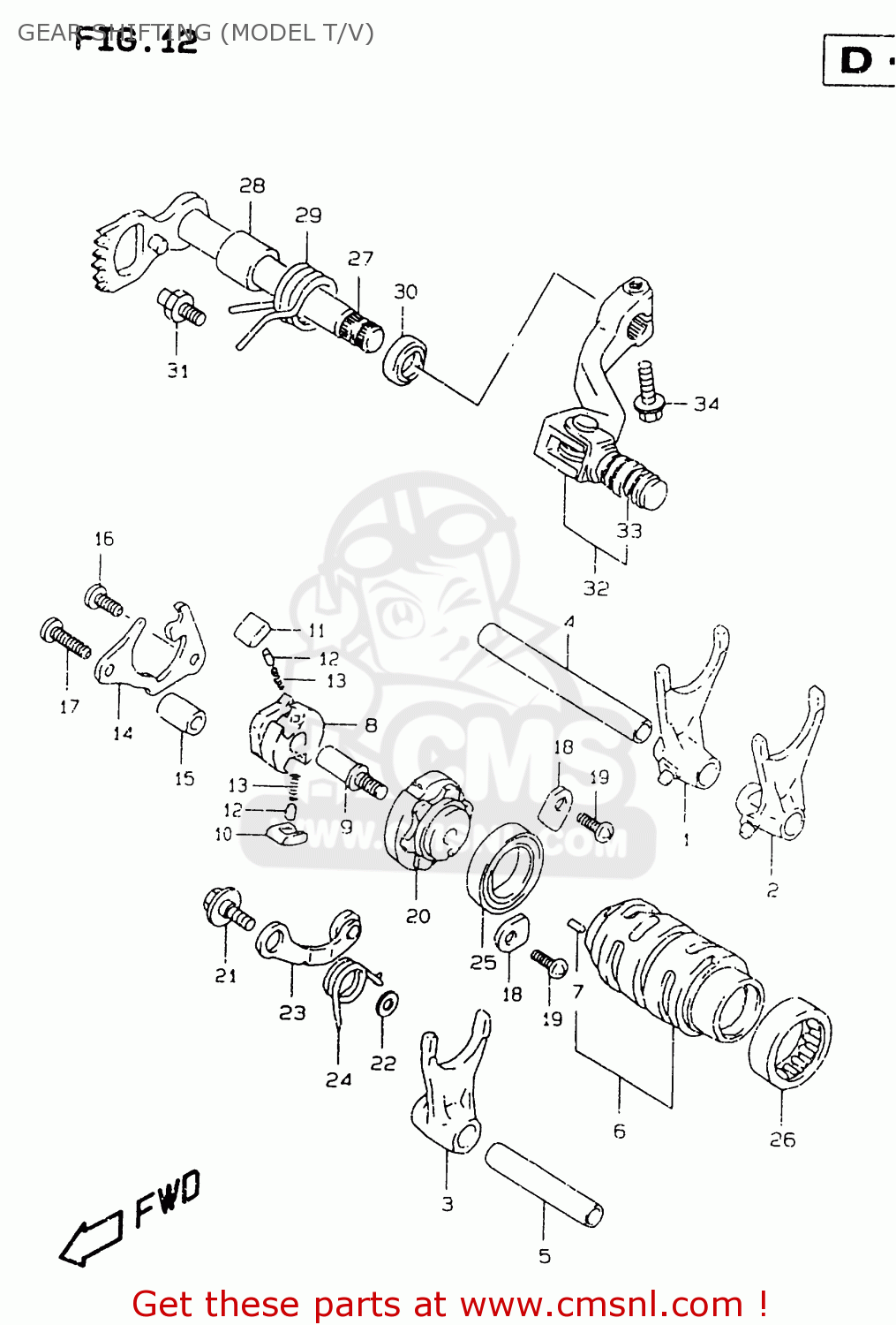 GEAR SHIFTING (MODEL T/V) RM125 1998 (W) (E02 E04 E24 E37)