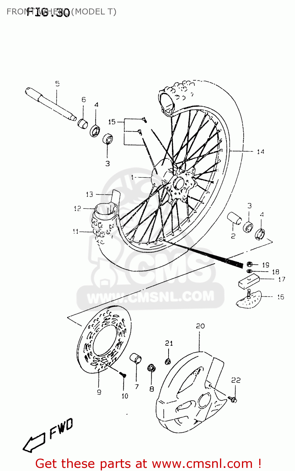 FRONT WHEEL (MODEL T) RM125 1998 (W) (E02 E04 E24 E37)