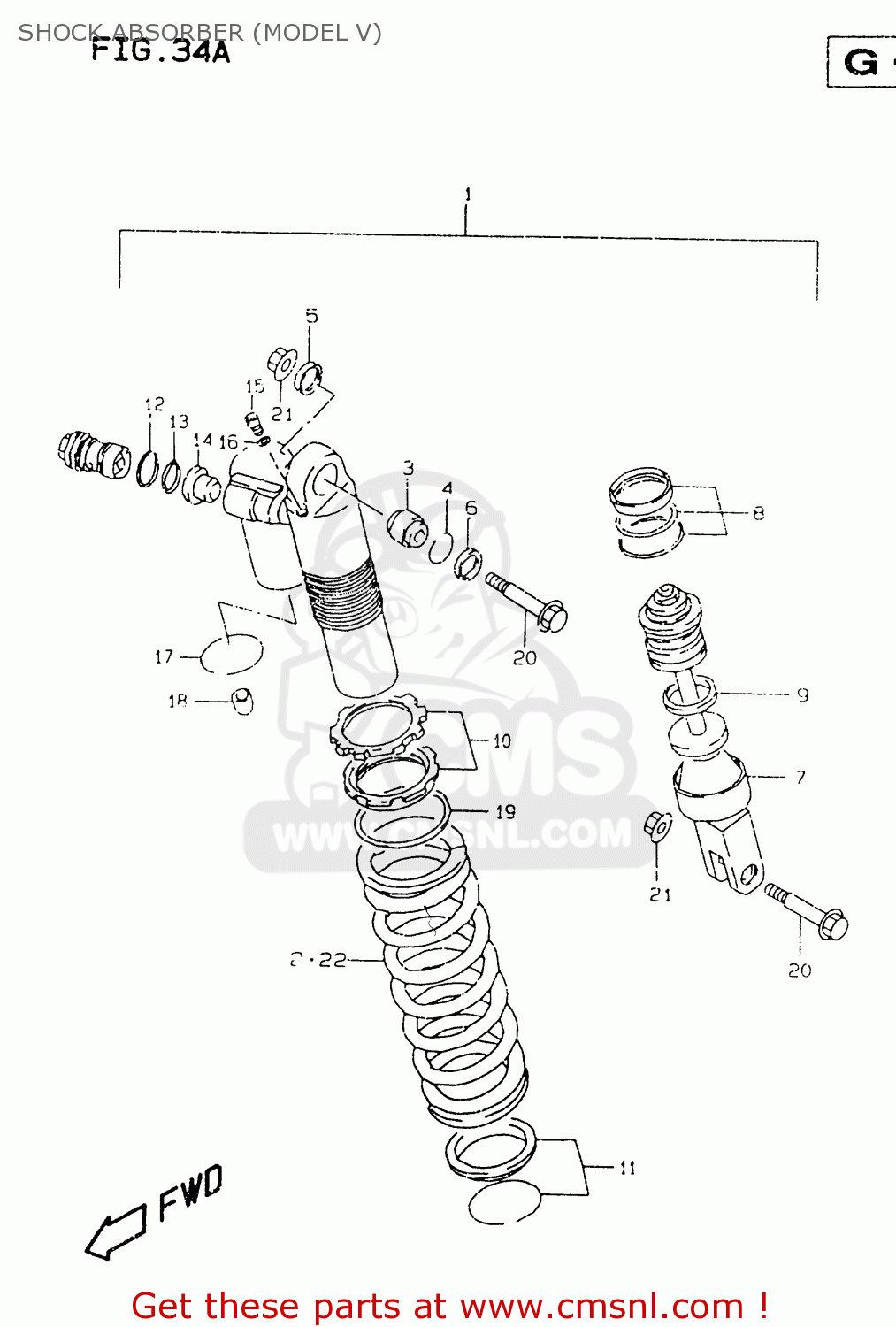 SHOCK ABSORBER (MODEL V) RM125 1998 (W) (E02 E04 E24 E37)