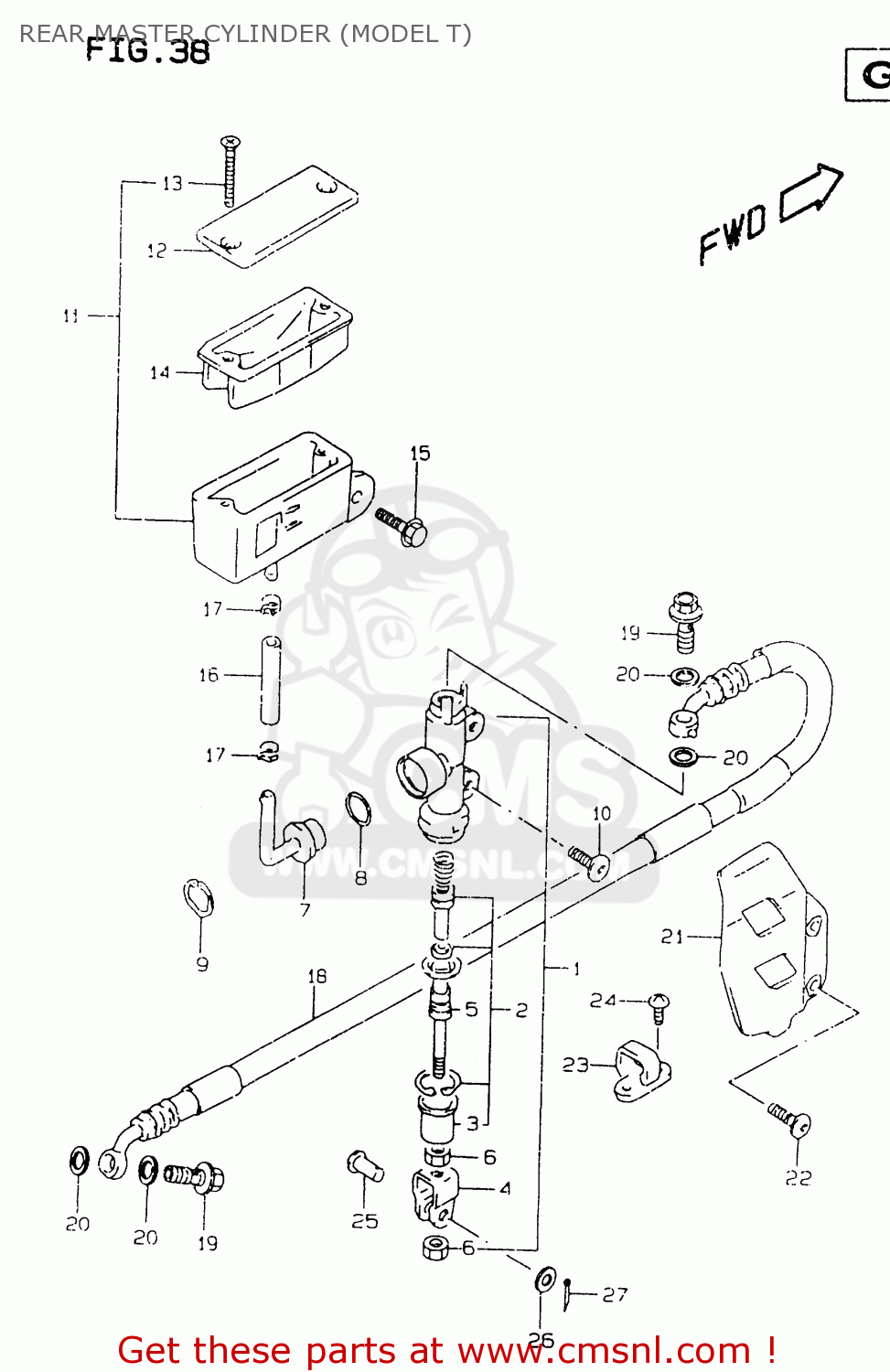 REAR MASTER CYLINDER (MODEL T) RM125 1998 (W) (E02 E04 E24 E37)