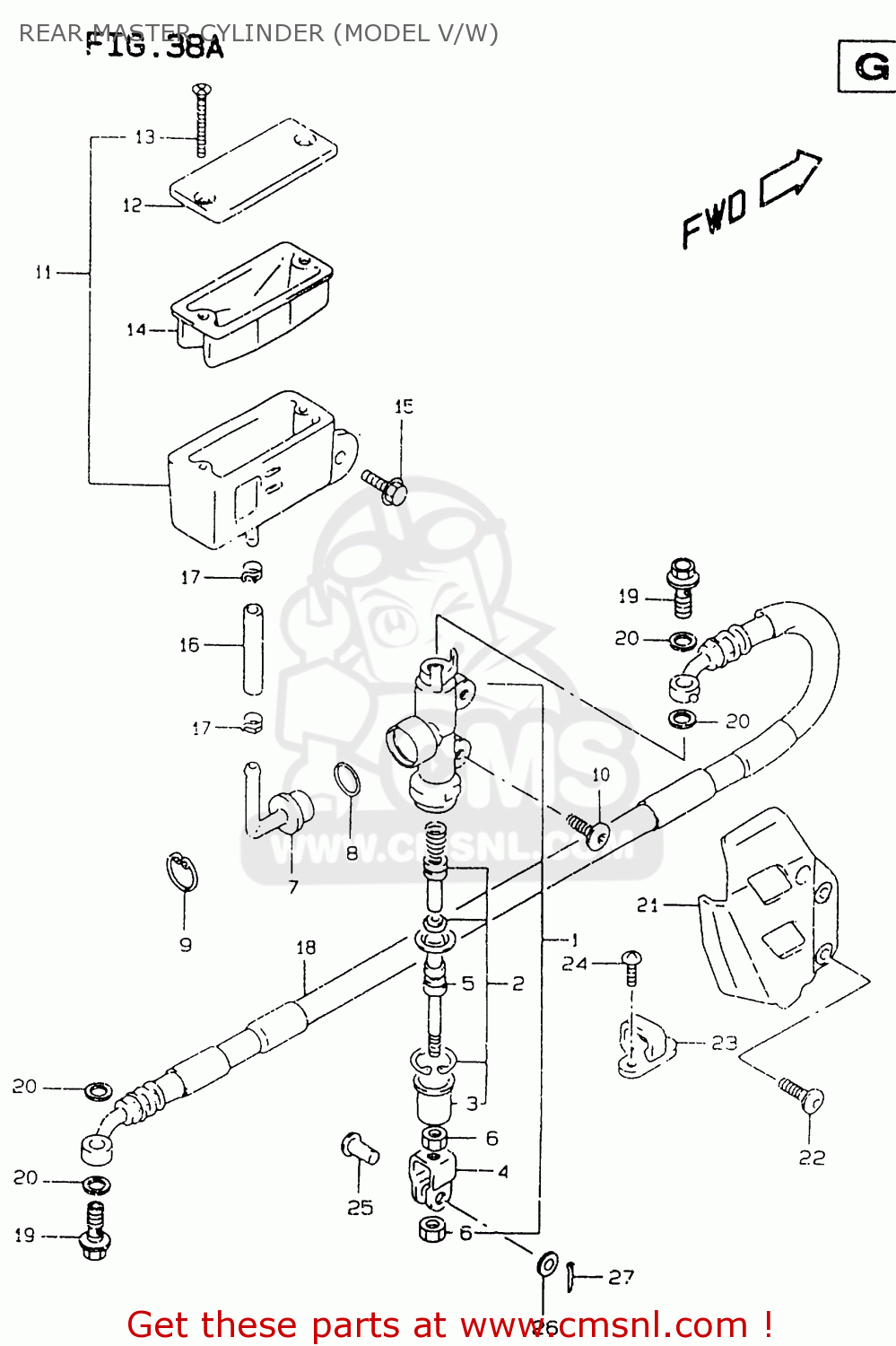 REAR MASTER CYLINDER (MODEL V/W) RM125 1998 (W) (E02 E04 E24 E37)