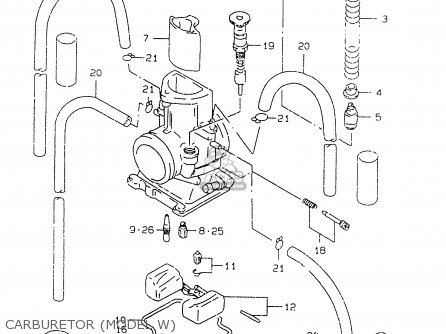 CARBURETOR (MODEL W) - RM125 1998 (W) (E02 E04 E24 E37)
