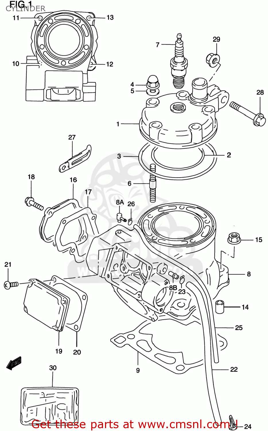 CYLINDER RM125 1998 (W) USA (E03)