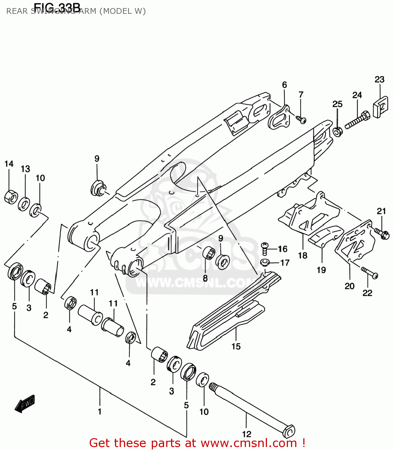 REAR SWINGING ARM (MODEL W) RM125 1998 (W) USA (E03)
