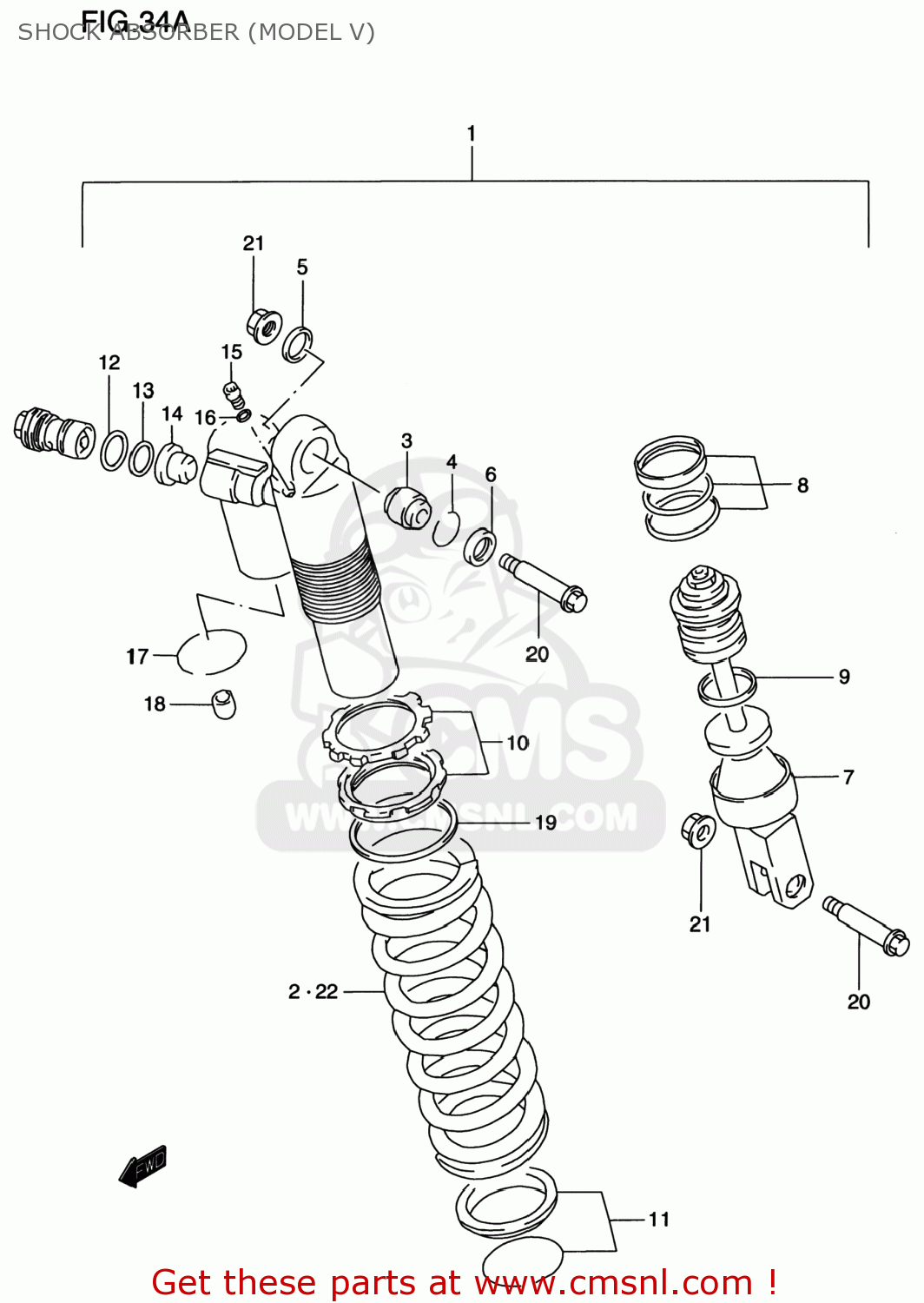 SHOCK ABSORBER (MODEL V) RM125 1998 (W) USA (E03)