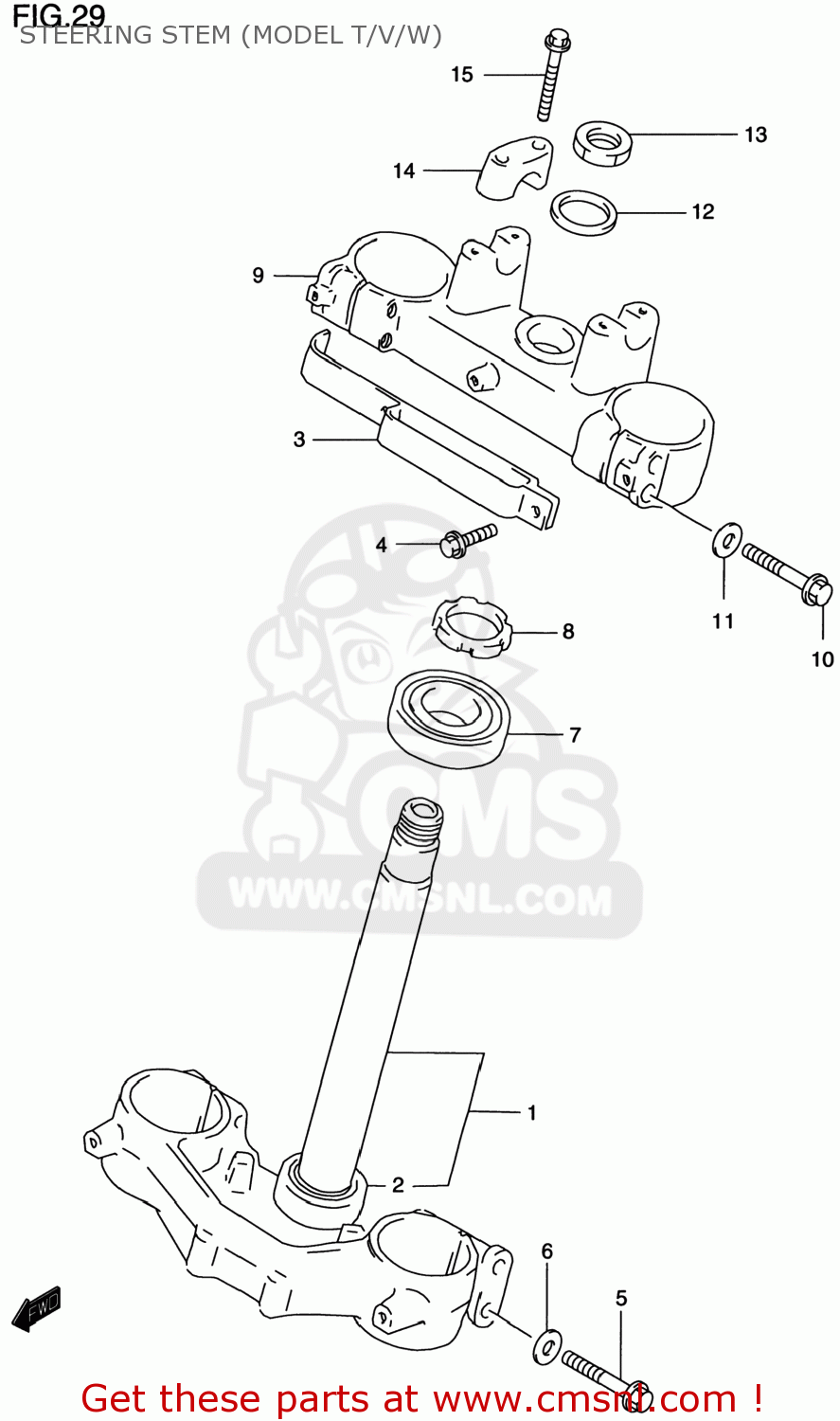 STEERING STEM (MODEL T/V/W) RM125 1998 (W) USA (E03)