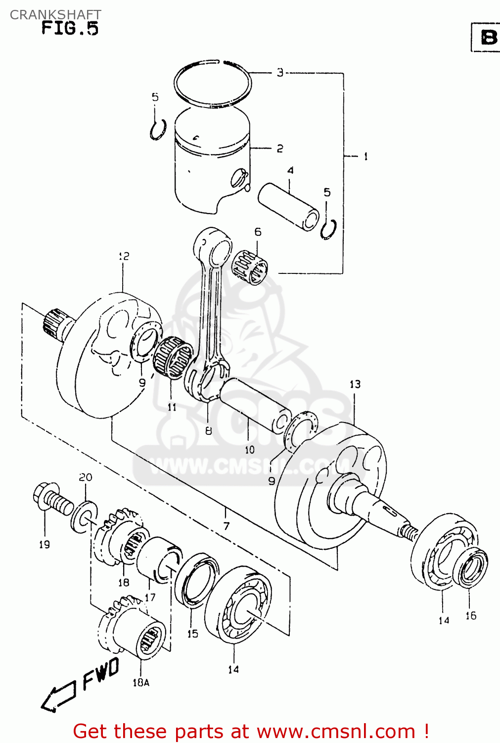 Suzuki RM125 1999 (X) CRANKSHAFT - buy original CRANKSHAFT spares online