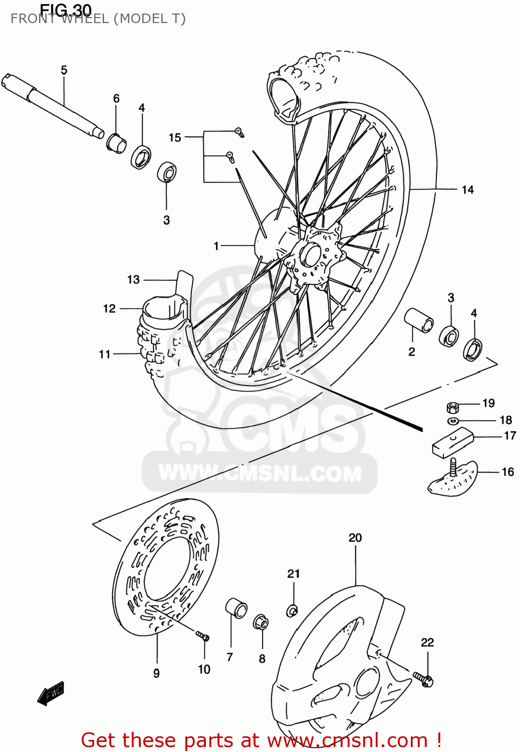 FRONT WHEEL (MODEL T) RM125 1999 (X) USA (E03)