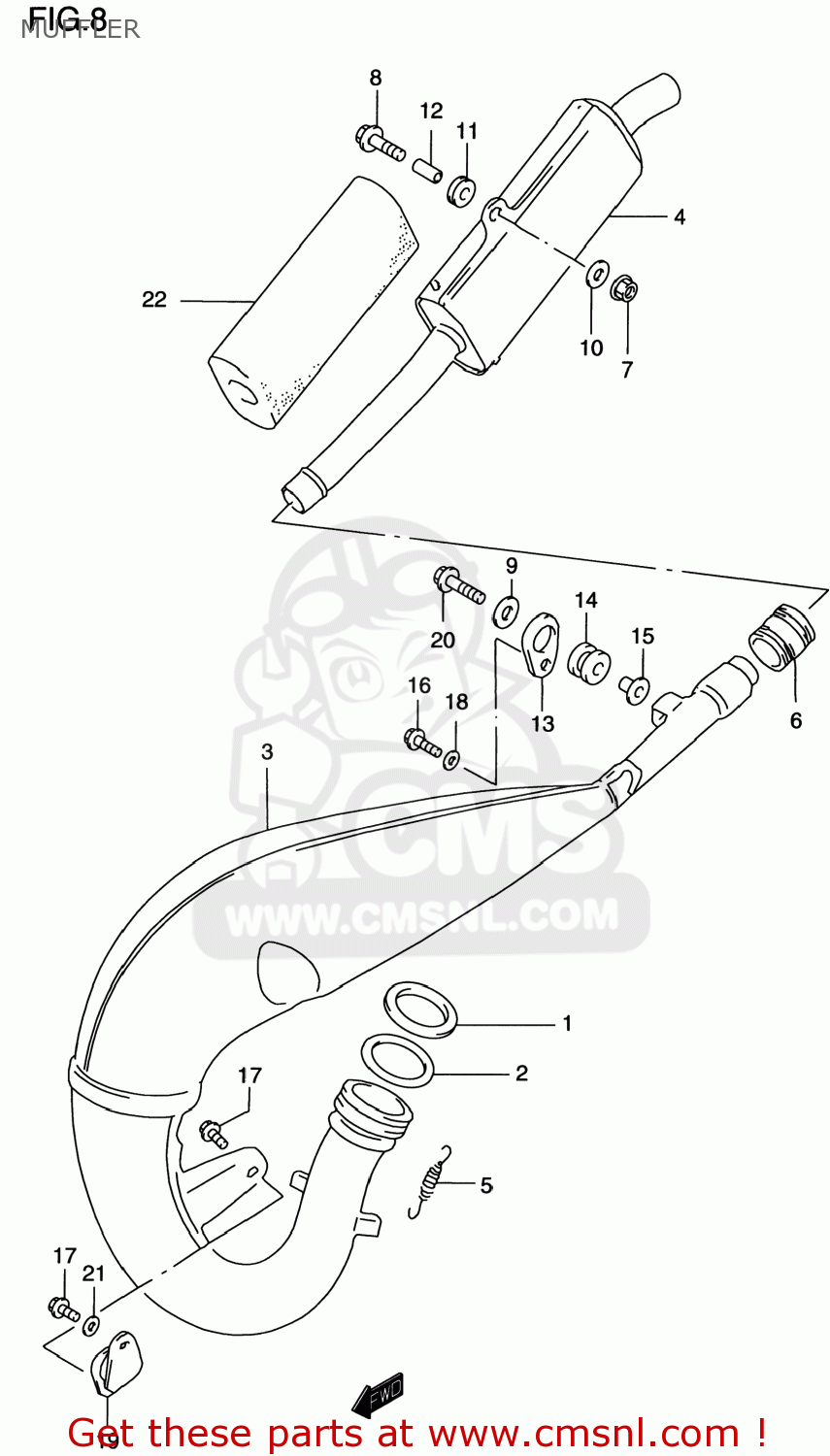 MUFFLER RM125 1999 (X) USA (E03)
