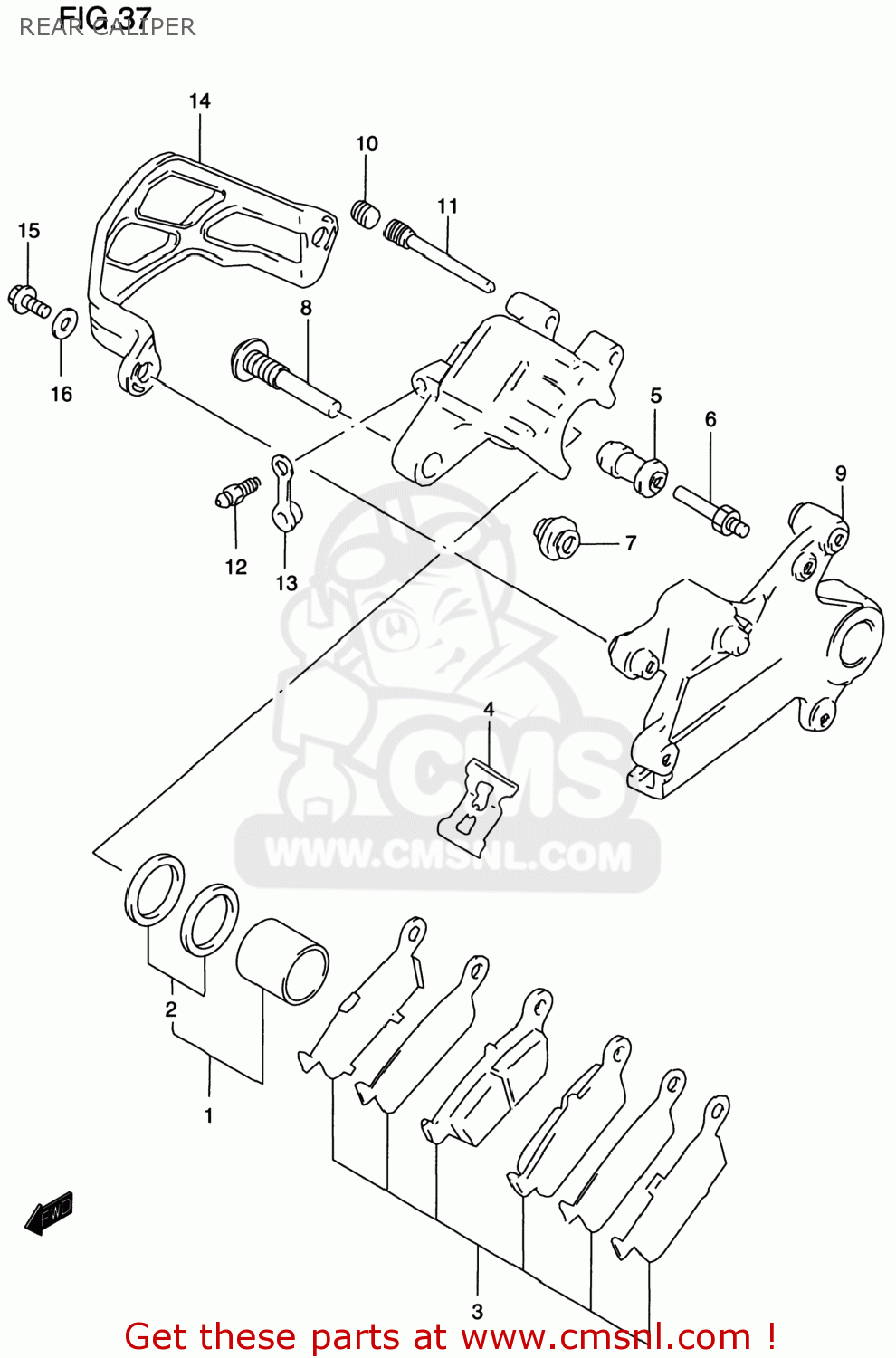 REAR CALIPER RM125 1999 (X) USA (E03)
