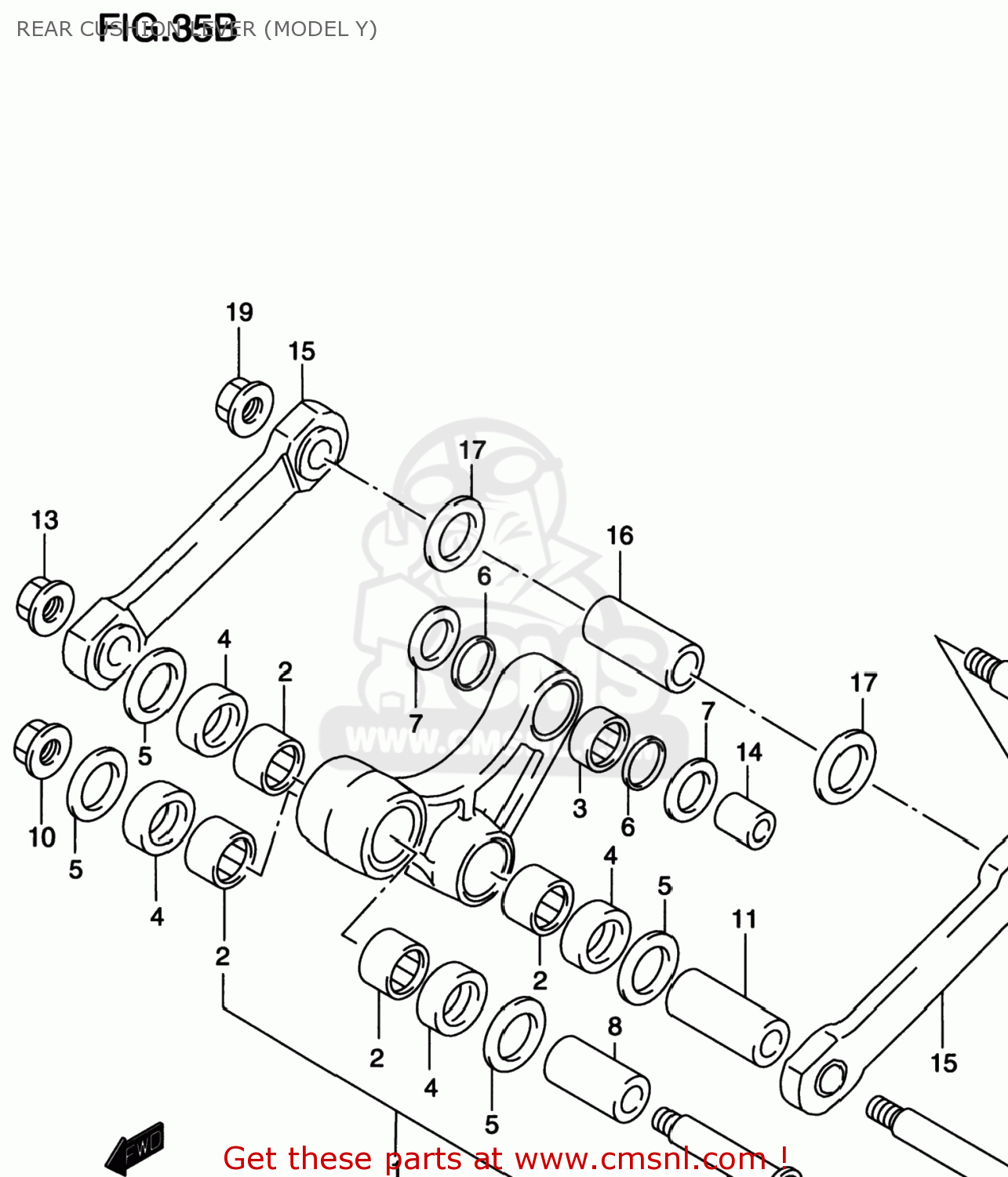 REAR CUSHION LEVER (MODEL Y) RM125 1999 (X) USA (E03)