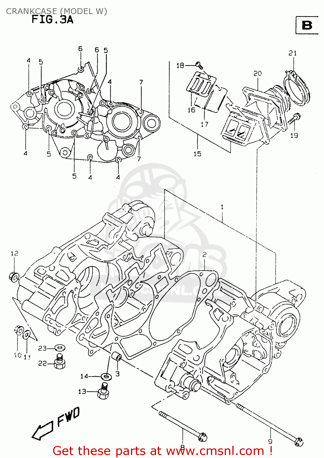CRANKCASE (MODEL W) RM125 1999 (X)