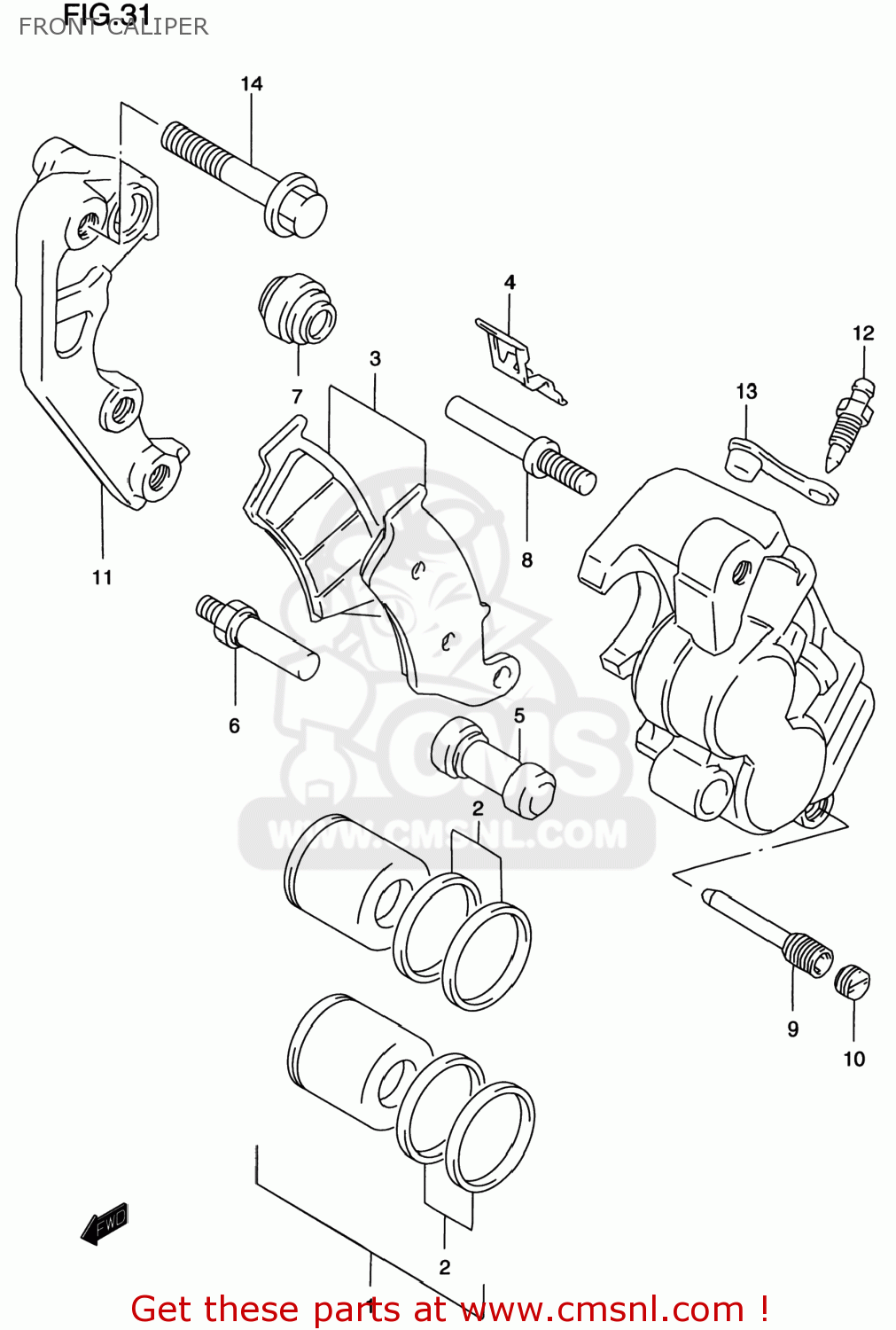 FRONT CALIPER RM125 2000 (Y) USA (E03)