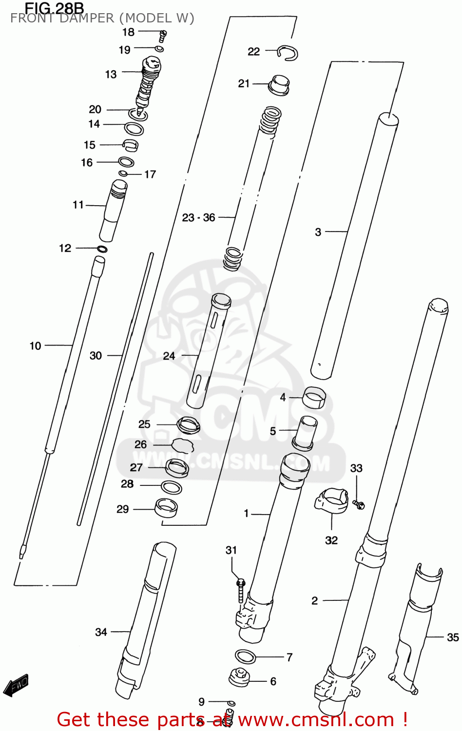 FRONT DAMPER (MODEL W) RM125 2000 (Y) USA (E03)