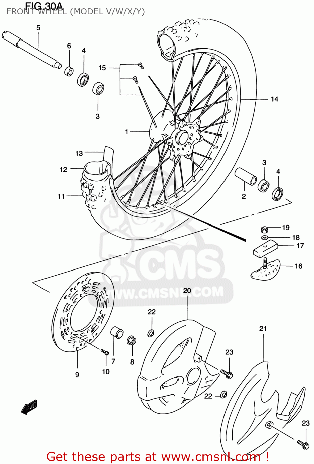 FRONT WHEEL (MODEL V/W/X/Y) RM125 2000 (Y) USA (E03)