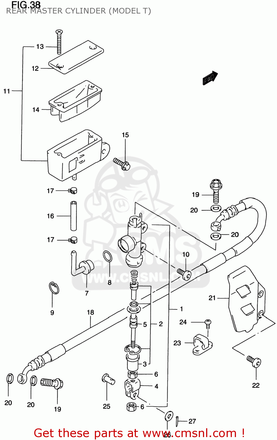 REAR MASTER CYLINDER (MODEL T) RM125 2000 (Y) USA (E03)