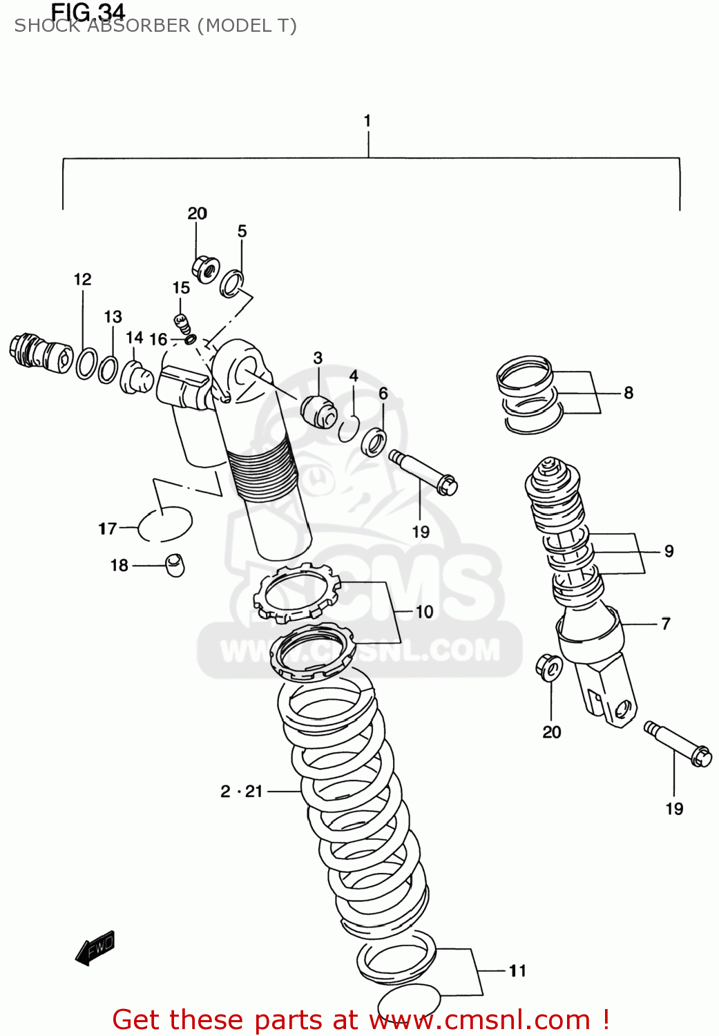 SHOCK ABSORBER (MODEL T) RM125 2000 (Y) USA (E03)
