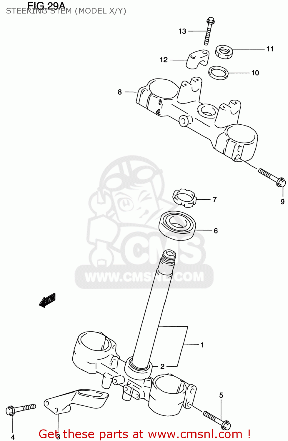 STEERING STEM (MODEL X/Y) RM125 2000 (Y) USA (E03)