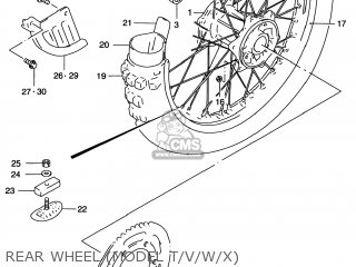 REAR WHEEL (MODEL T/V/W/X) - RM125 2000 (Y) USA (E03)