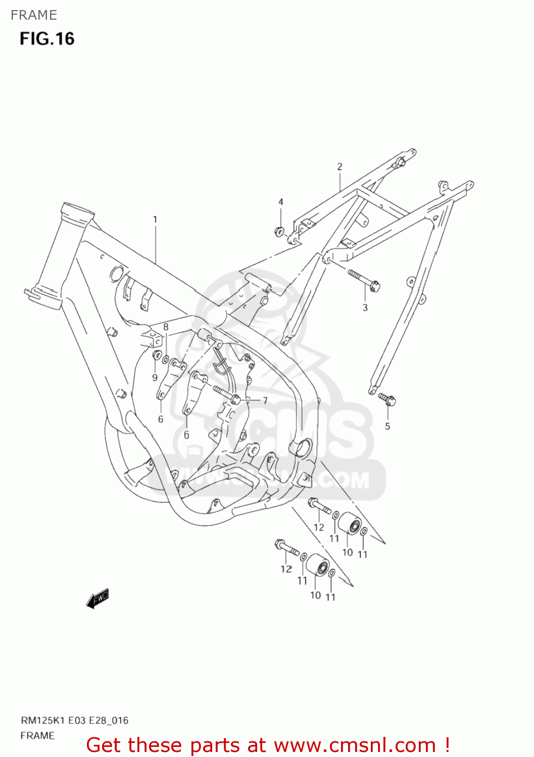 Suzuki RM125 2002 (K2) USA (E03) FRAME - buy original FRAME spares online