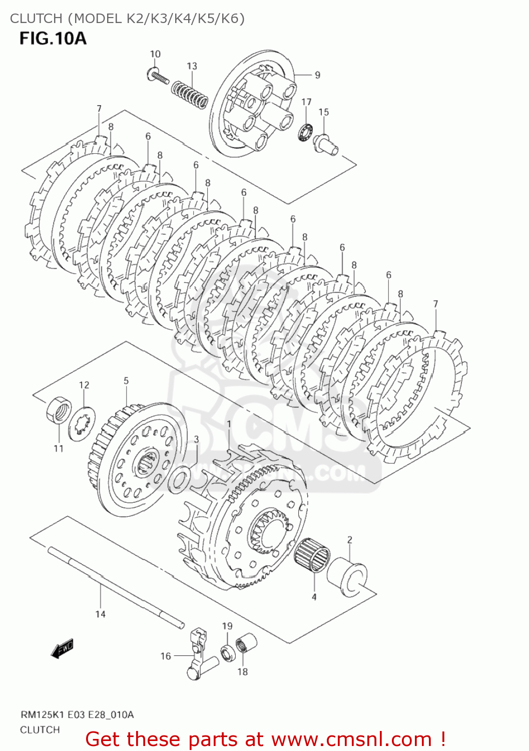 CLUTCH (MODEL K2/K3/K4/K5/K6) RM125 2002 (K2) USA (E03)
