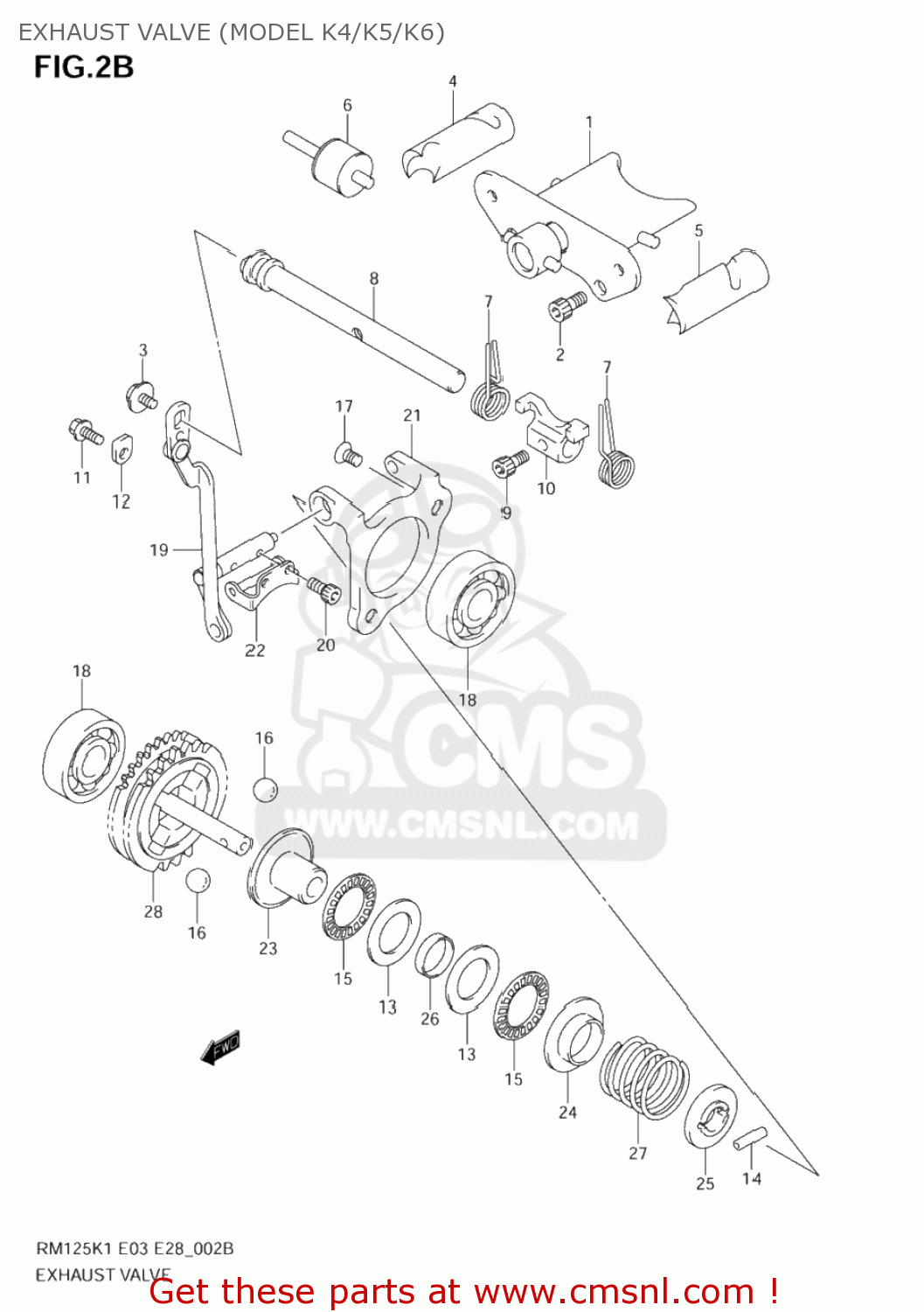 EXHAUST VALVE (MODEL K4/K5/K6) RM125 2002 (K2) USA (E03)