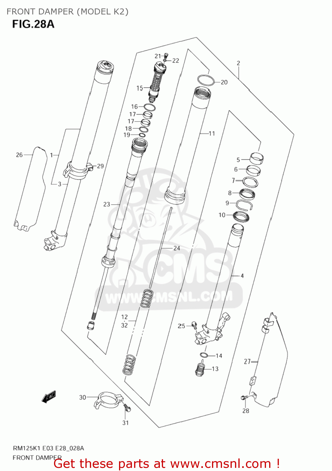 FRONT DAMPER (MODEL K2) RM125 2002 (K2) USA (E03)