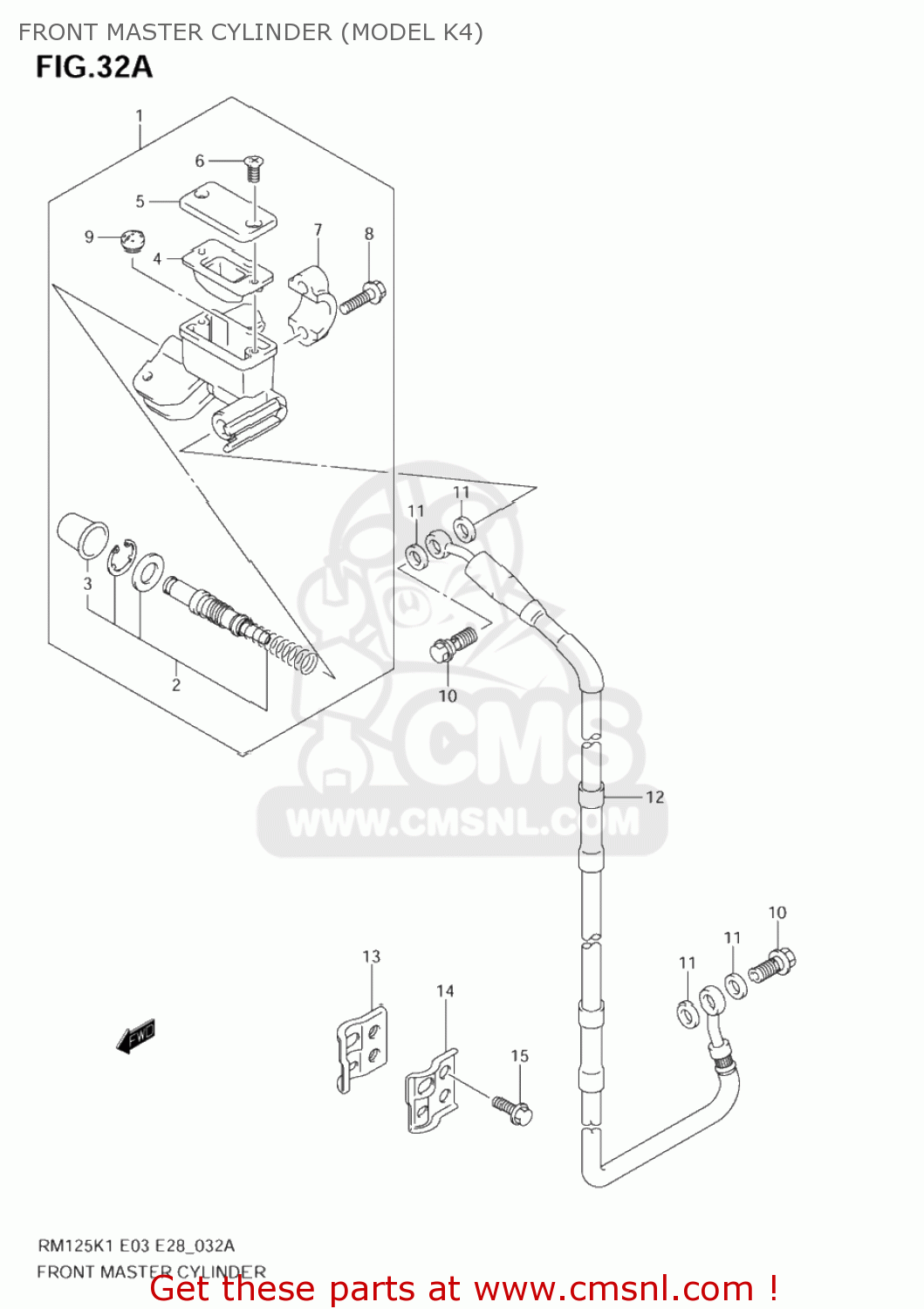 FRONT MASTER CYLINDER (MODEL K4) RM125 2002 (K2) USA (E03)