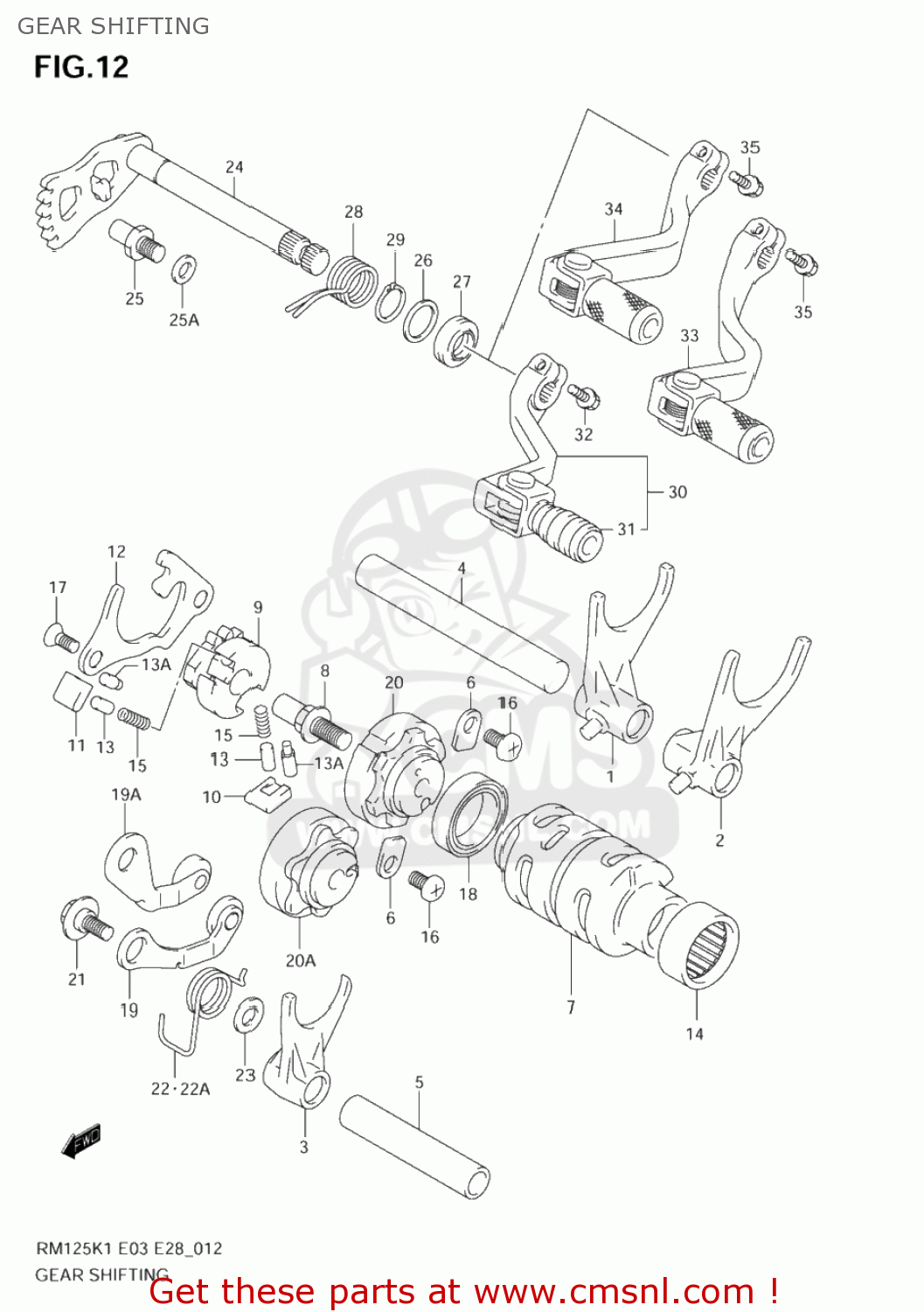 GEAR SHIFTING RM125 2002 (K2) USA (E03)