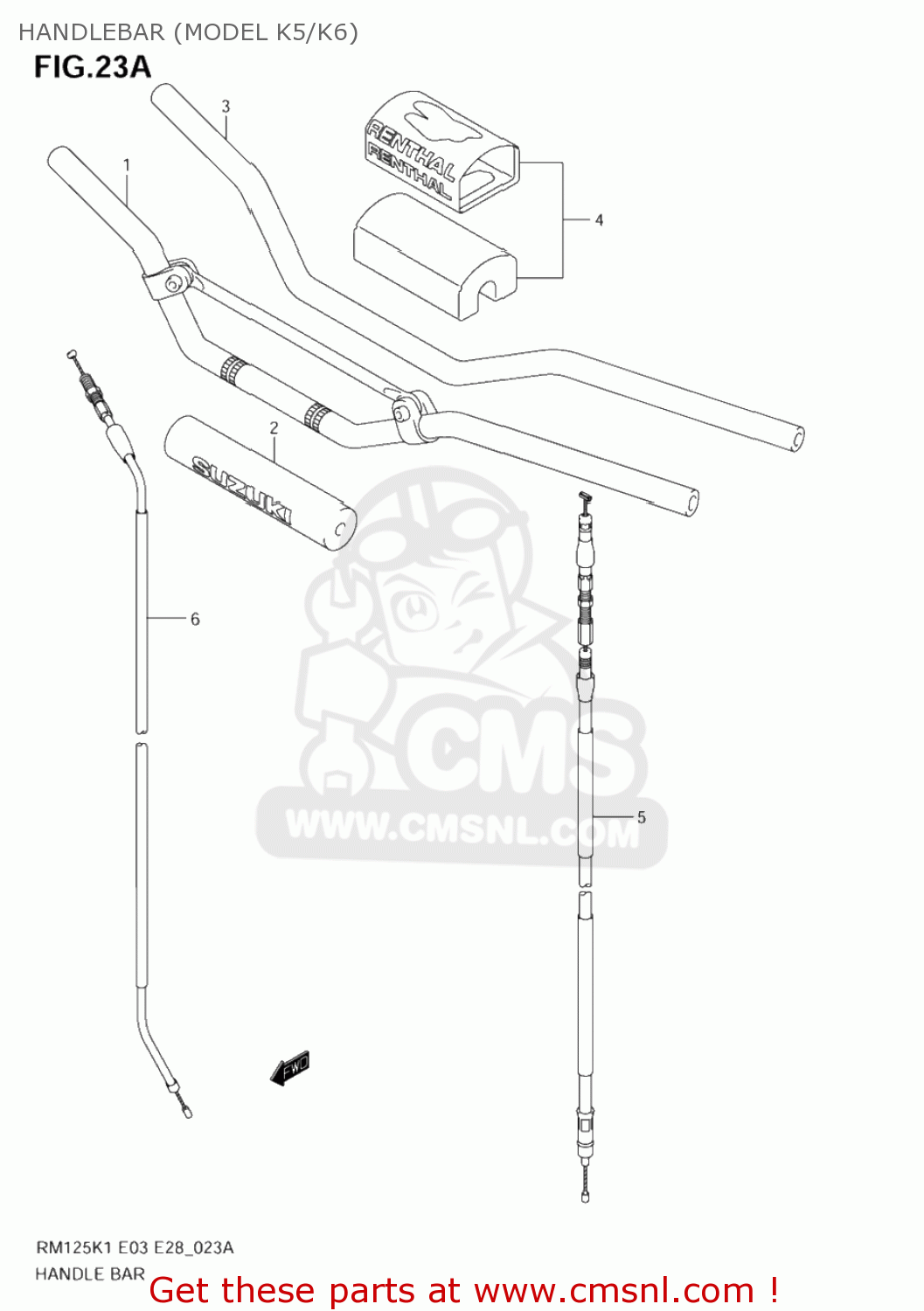 HANDLEBAR (MODEL K5/K6) RM125 2002 (K2) USA (E03)