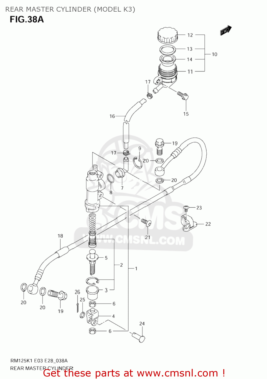 REAR MASTER CYLINDER (MODEL K3) RM125 2002 (K2) USA (E03)
