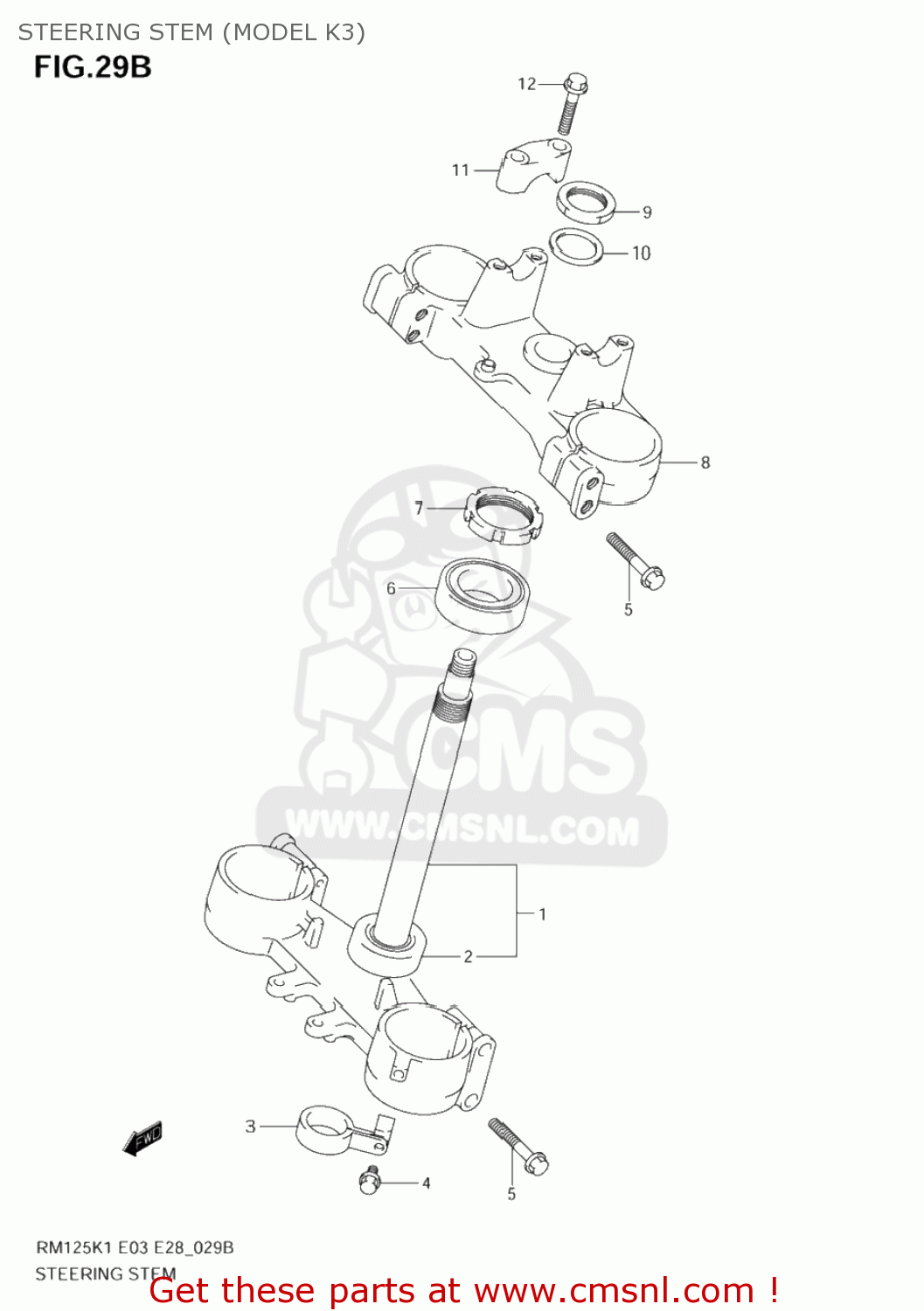 STEERING STEM (MODEL K3) RM125 2002 (K2) USA (E03)