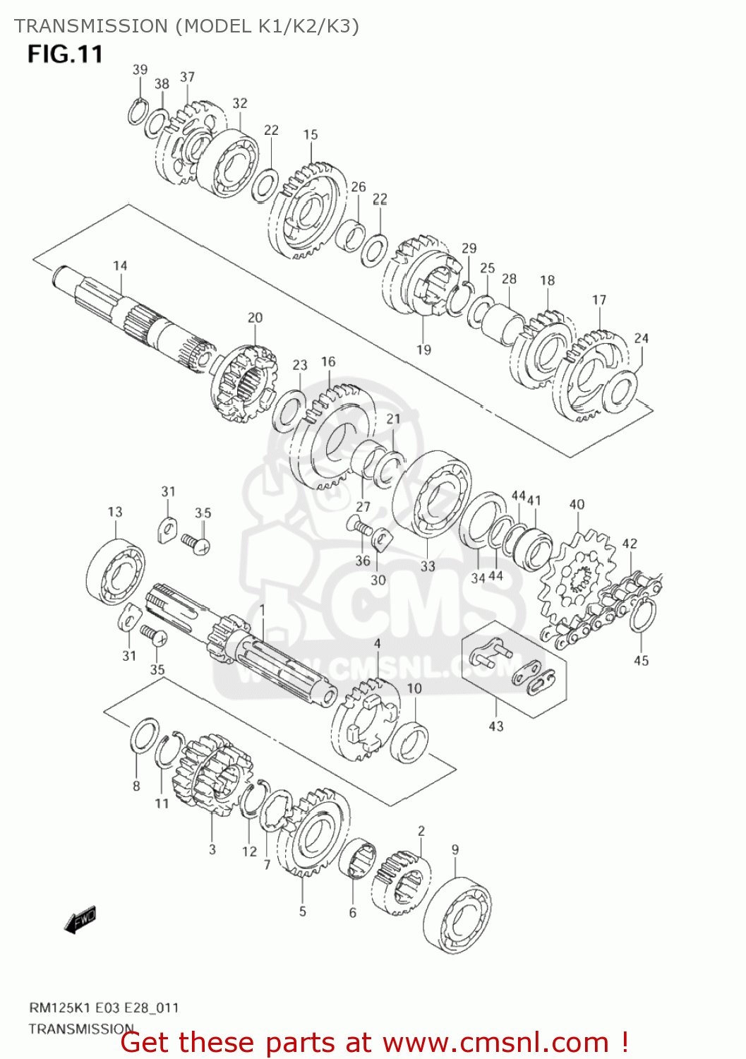 TRANSMISSION (MODEL K1/K2/K3) RM125 2002 (K2) USA (E03)