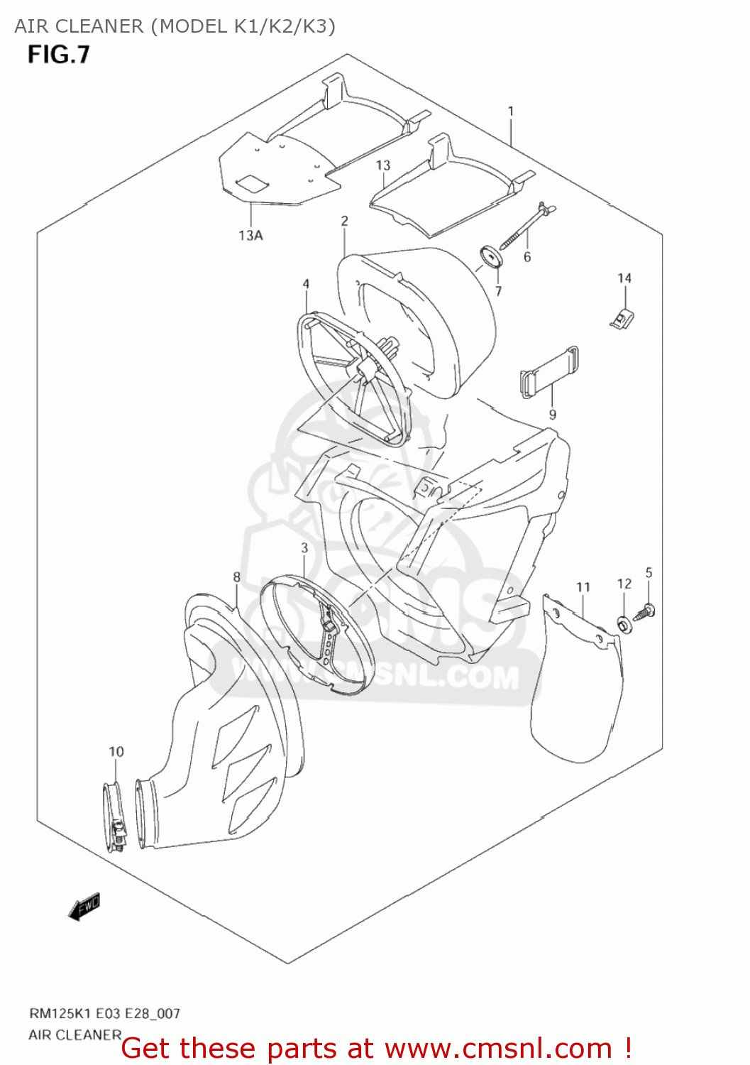 AIR CLEANER (MODEL K1/K2/K3) RM125 2003 (K3) USA (E03)