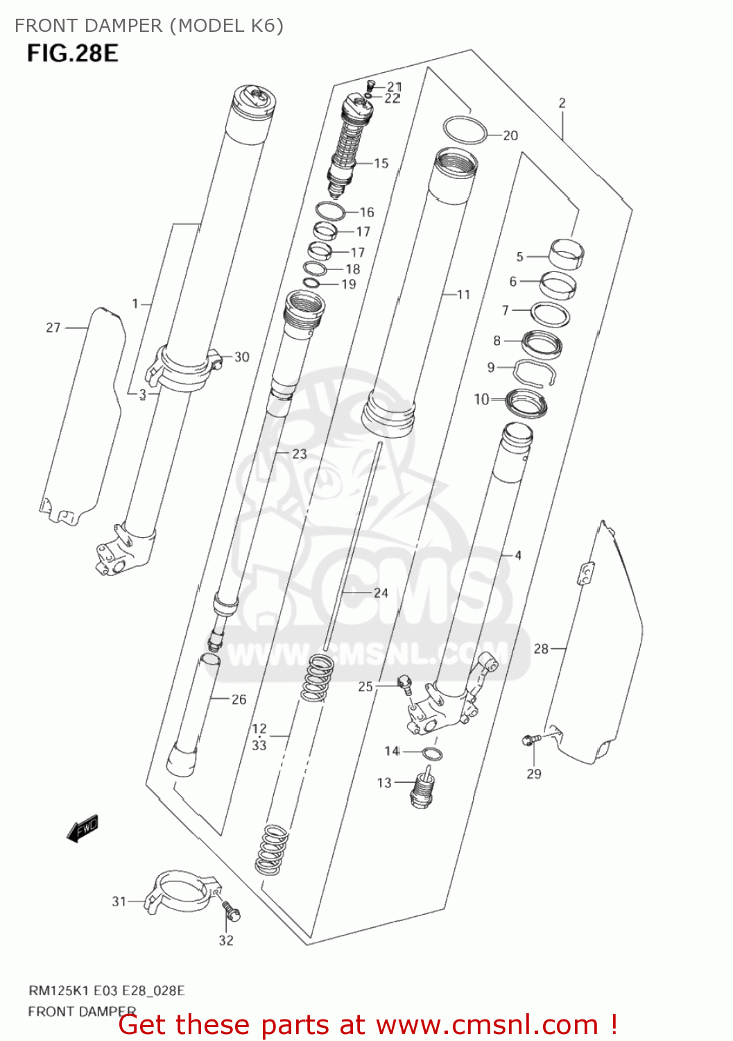 FRONT DAMPER (MODEL K6) RM125 2003 (K3) USA (E03)