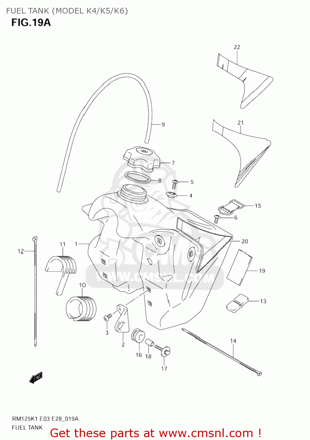 FUEL TANK (MODEL K4/K5/K6) RM125 2003 (K3) USA (E03)