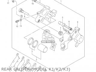 REAR CALIPER (MODEL K1/K2/K3) - RM125 2003 (K3) USA (E03)