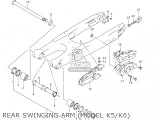 REAR SWINGING ARM (MODEL K5/K6) - RM125 2003 (K3) USA (E03)