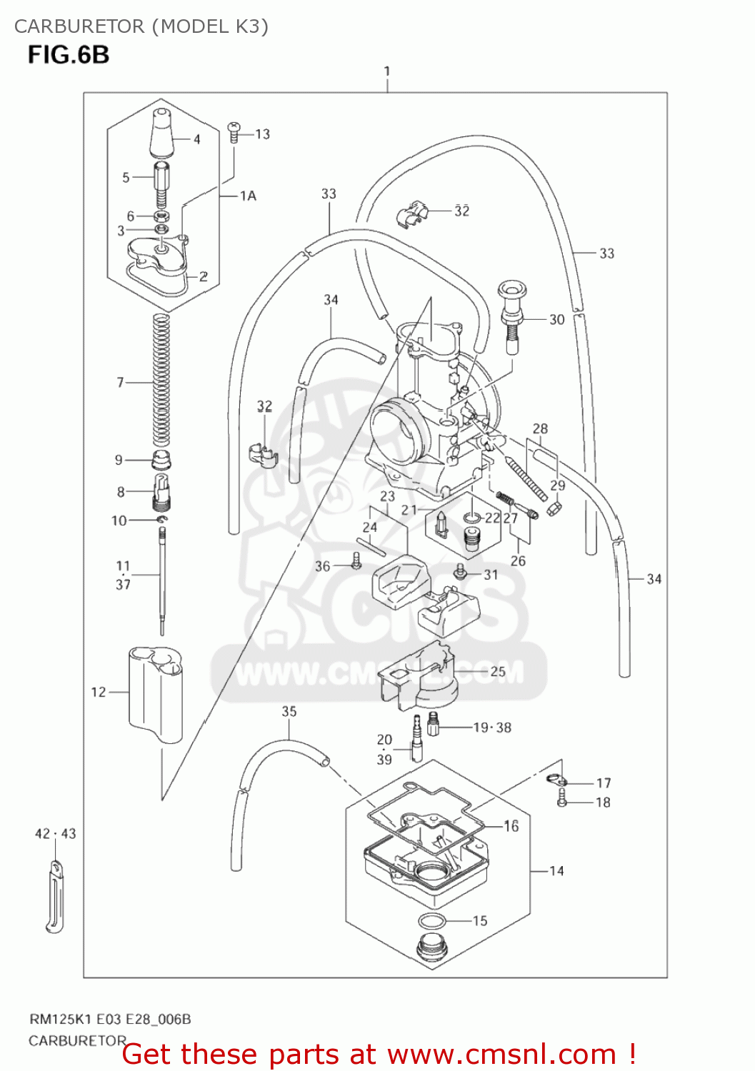 CARBURETOR (MODEL K3) RM125 2004 (K4) USA (E03)