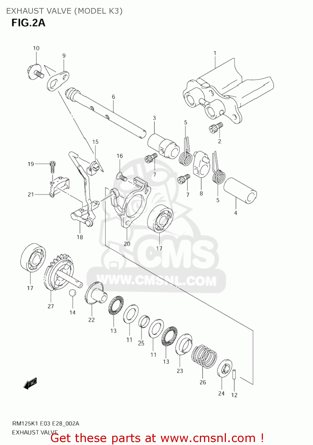 EXHAUST VALVE (MODEL K3) RM125 2004 (K4) USA (E03)