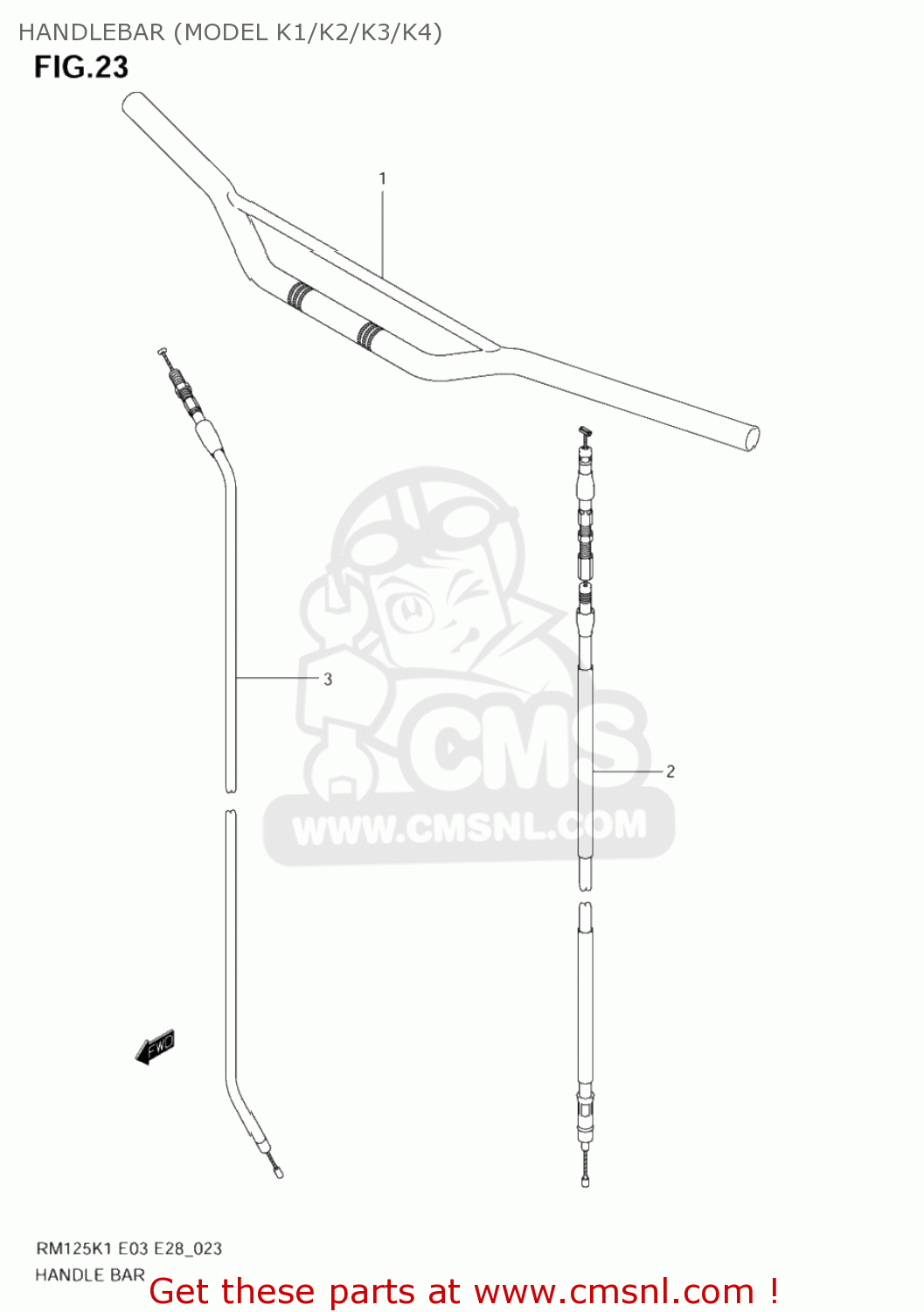 HANDLEBAR (MODEL K1/K2/K3/K4) RM125 2004 (K4) USA (E03)