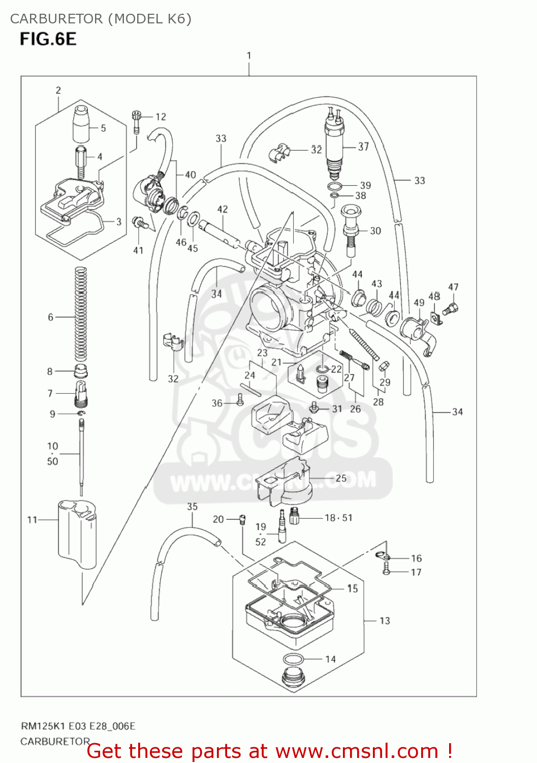 CARBURETOR (MODEL K6) RM125 2005 (K5) USA (E03)