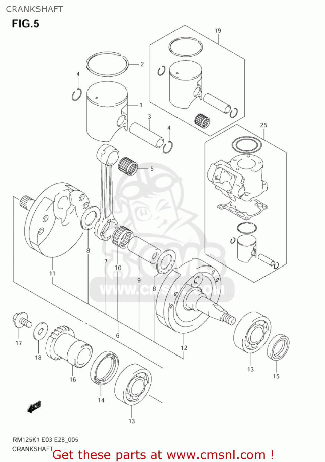 CRANKSHAFT RM125 2005 (K5) USA (E03)