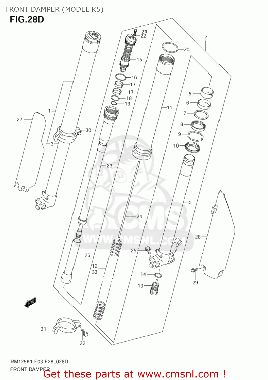 FRONT DAMPER (MODEL K5) RM125 2005 (K5) USA (E03)