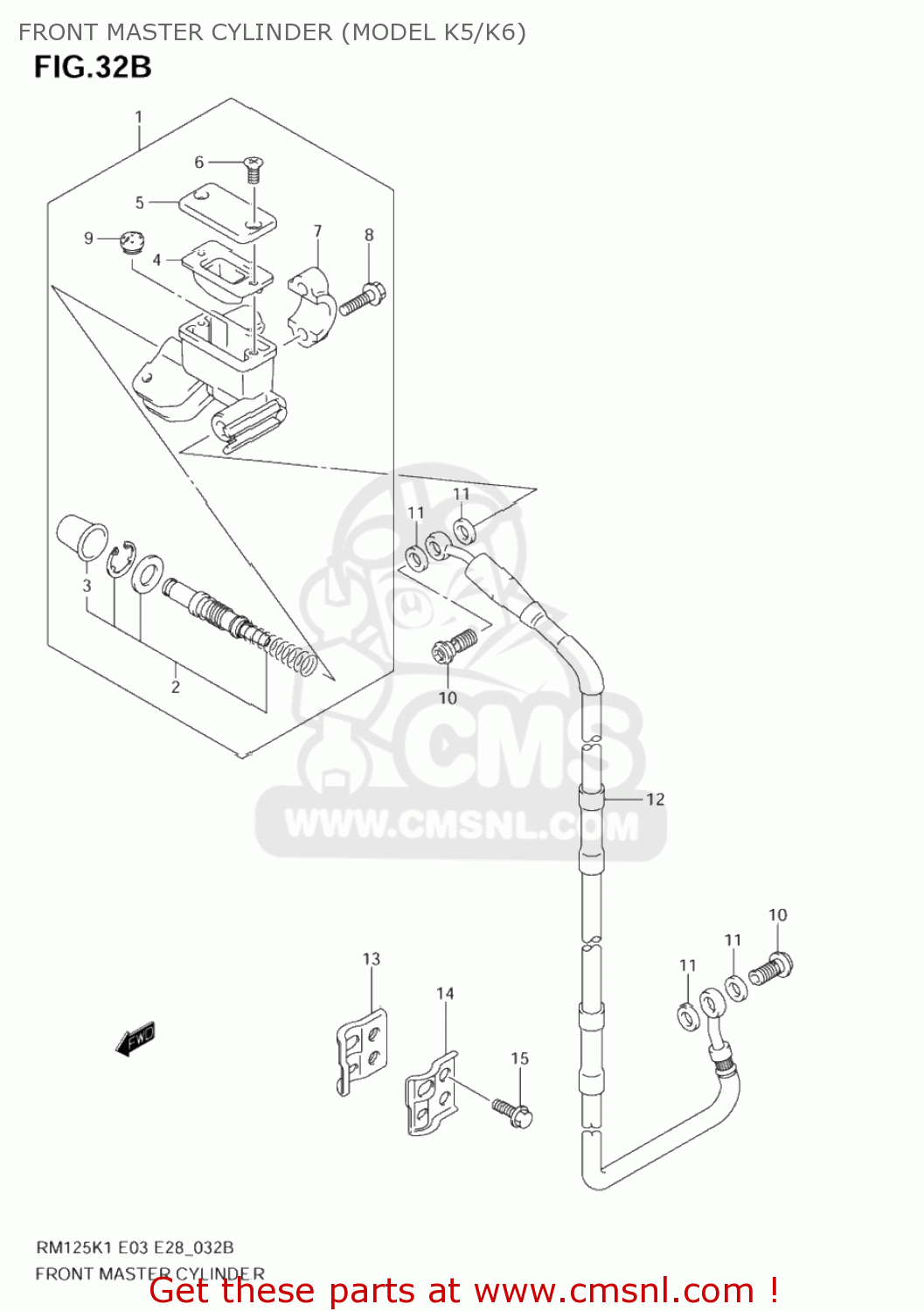 FRONT MASTER CYLINDER (MODEL K5/K6) RM125 2005 (K5) USA (E03)